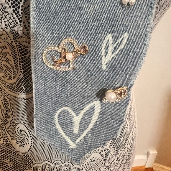 Denim Heart and Bow Embellished tie necklace - Picture 4 of 5